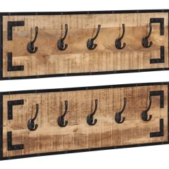 Décorations-vidaXL Porte-manteaux 2 pcs 80x8x25 cm bois de manguier massif brut