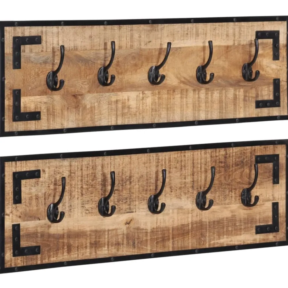 Décorations-vidaXL Porte-manteaux 2 pcs 80x8x25 cm bois de manguier massif brut