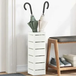 Produits Ménagers-vidaXL Porte-parapluie avec stockage 15,5 x 15,5 x 49 cm Acier Blanc