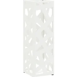 Produits Ménagers-vidaXL Porte-parapluie avec stockage 15,5 x 15,5 x 49 cm Métal Blanc