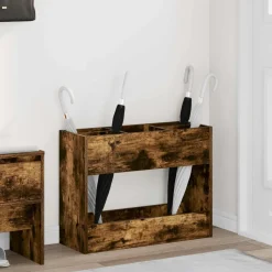vidaXL Porte-parapluie Chêne fumé 65 x 24 x 50 cm Bois d'ingénierie