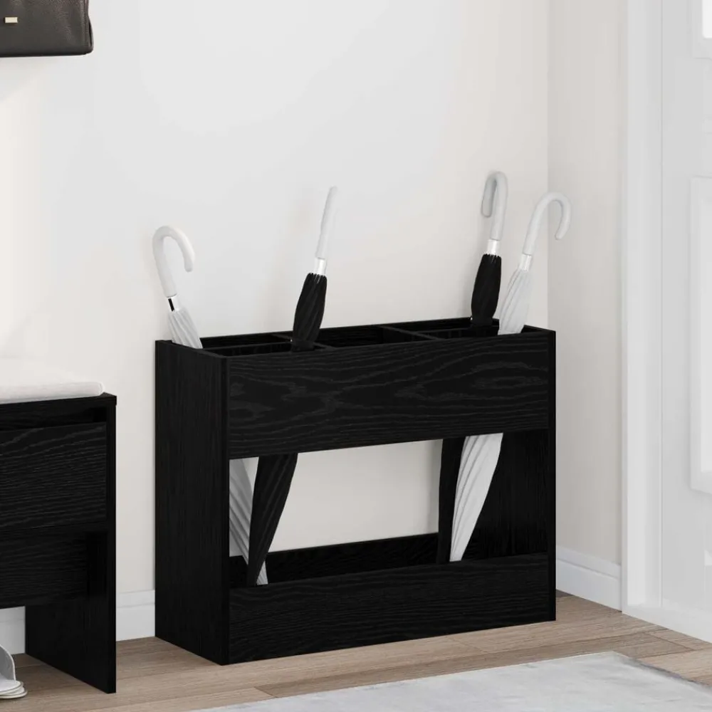 Produits Ménagers-vidaXL Porte-parapluie Chêne noir 65 x 24 x 50 cm Bois d'ingénierie Chêne noir