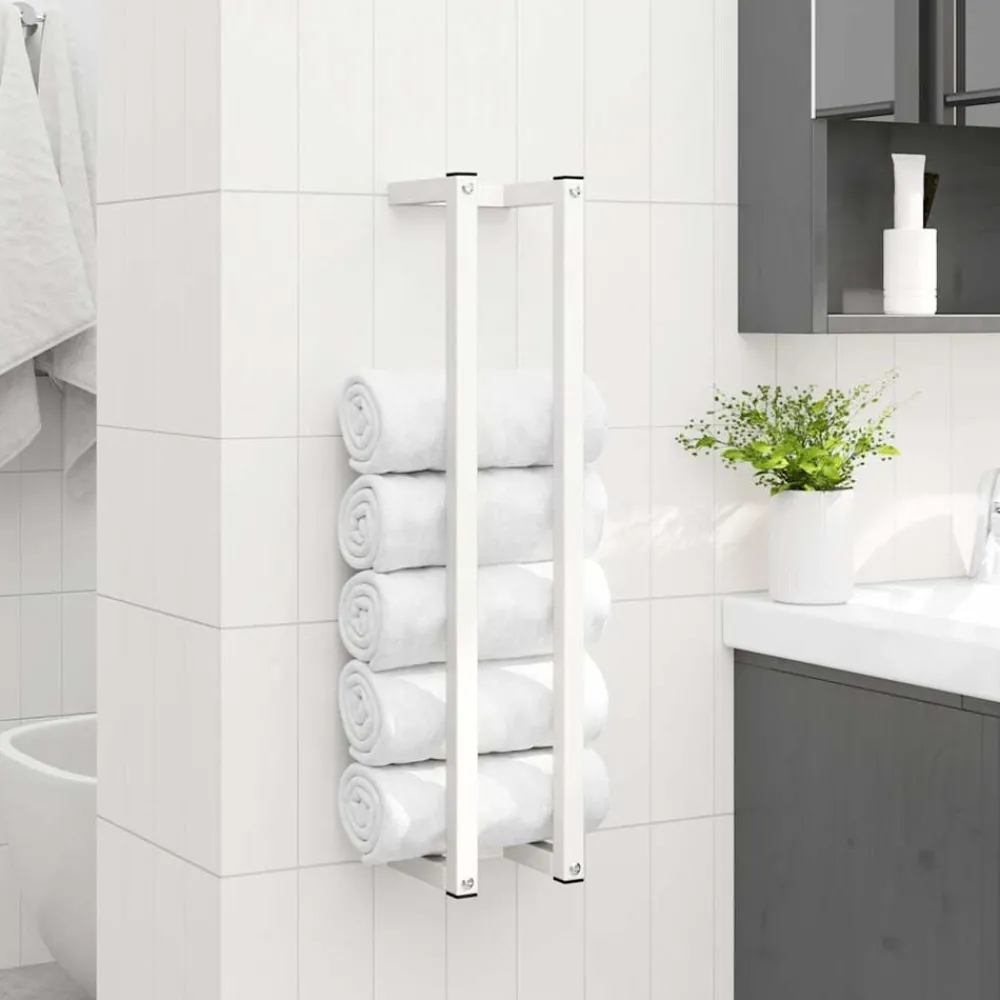 Accessoires De Salle De Bain-vidaXL Porte-serviette 12,5x12,5x60 cm Acier Blanc