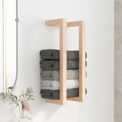 vidaXL Porte-serviette 23x18x60 cm Bois de pin massif