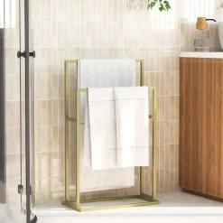 Accessoires De Salle De Bain-vidaXL Porte-serviettes sur pied 48x24x78,5 cm Fer Doré