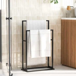 Accessoires De Salle De Bain-vidaXL Porte-serviettes sur pied 48x24x78,5 cm Fer Noir