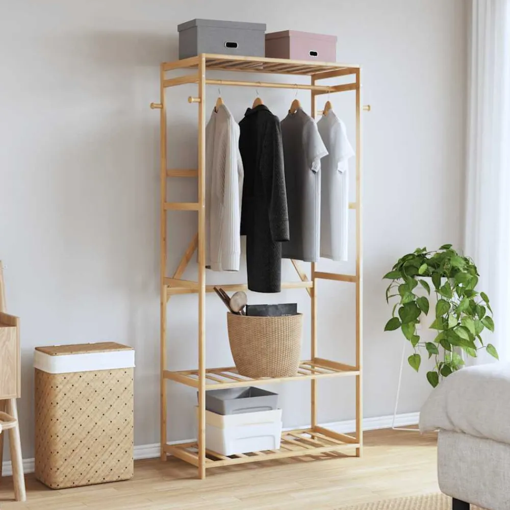 vidaXL Porte-vêtement avec étagères 80x40x175 cm bambou