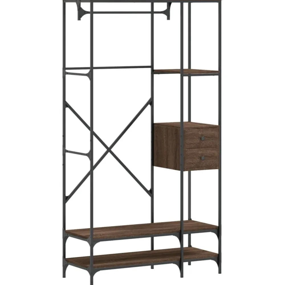vidaXL Porte-vêtements avec étagères chêne marron bois d'ingénierie
