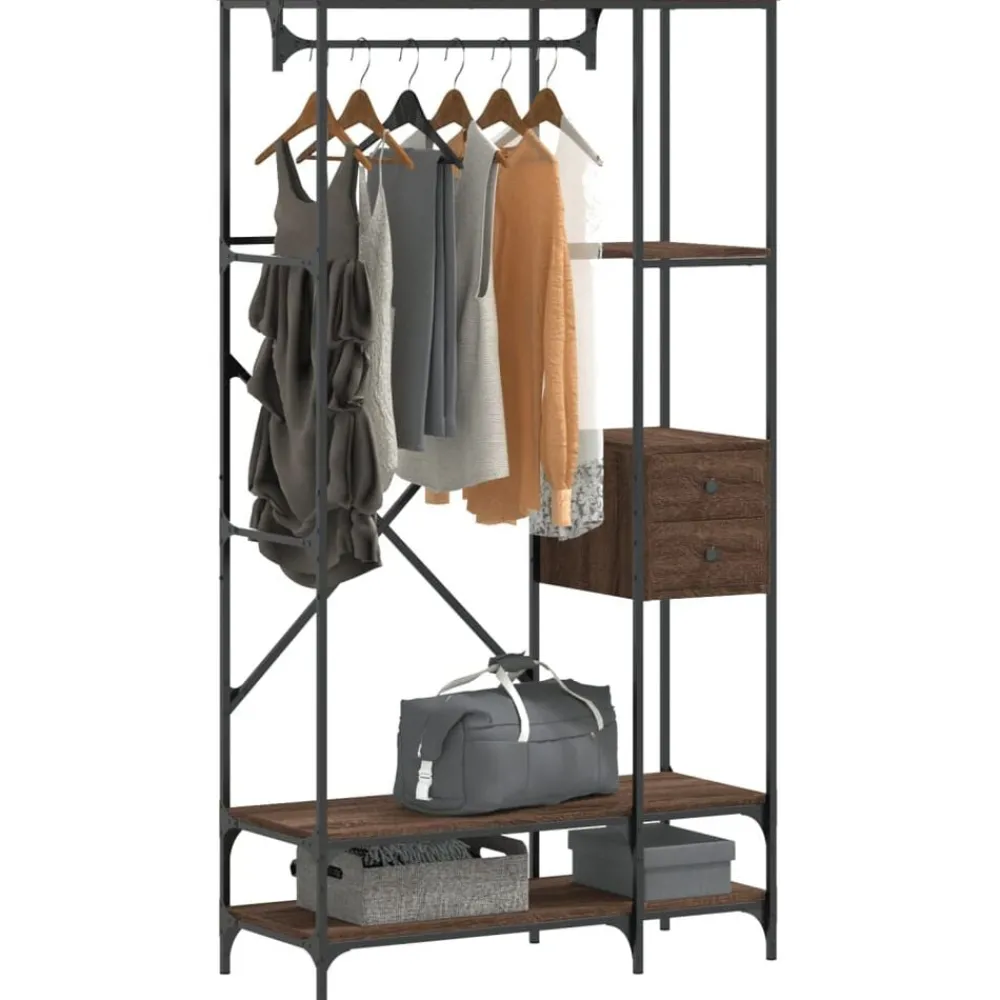 vidaXL Porte-vêtements avec étagères chêne marron bois d'ingénierie