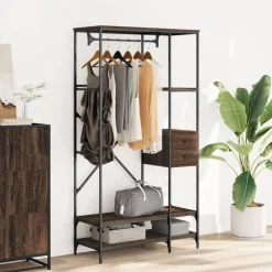 vidaXL Porte-vêtements avec étagères chêne marron bois d'ingénierie