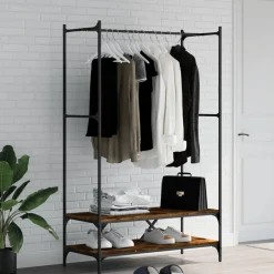 Produits Ménagers-vidaXL Porte-vêtements avec étagères chêne fumé bois d'ingénierie Ch&ecirc;ne fumé