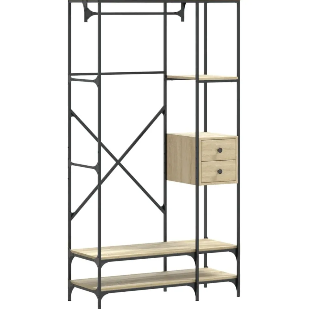 vidaXL Porte-vêtements avec étagères chêne sonoma bois d'ingénierie