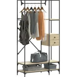 vidaXL Porte-vêtements avec étagères chêne sonoma bois d'ingénierie