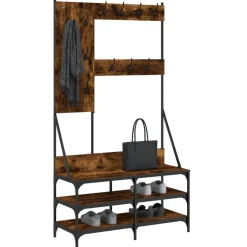 vidaXL Porte-vêtements et rangement des chaussures chêne fumé