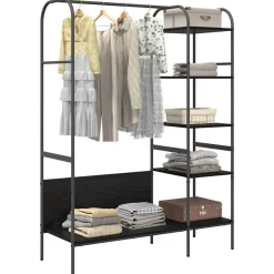 vidaXL Porte-vêtements Noir 120 x 44 x 160 cm Bois d'ingénierie
