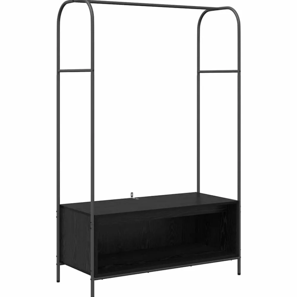 Produits Ménagers-vidaXL Porte-vêtements Noir 100 x 44 x 160 cm Bois d'ingénierie Chêne noir