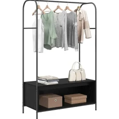 Produits Ménagers-vidaXL Porte-vêtements Noir 100 x 44 x 160 cm Bois d'ingénierie Chêne noir