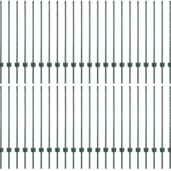 vidaXL Poteau de clôture. 44 pcs Vert 140 cm Acier
