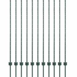 Clôtures & Barrières-vidaXL Poteau de clôture. 11 pcs Vert 140 cm Acier Acier/vert