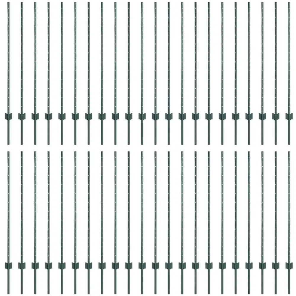 Clôtures & Barrières-vidaXL Poteau de clôture. 44 pcs Vert 160 cm Acier Acier/vert