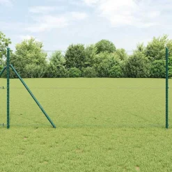 Clôtures & Barrières-vidaXL Poteau de clôture. Vert 25 x 1 m (maille de 25 mm) Acier Vert foncé