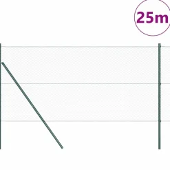 Clôtures & Barrières-vidaXL Poteau de clôture. Vert 25 x 1 m (maille de 25 mm) Acier Vert foncé