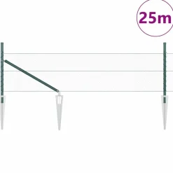 Clôtures & Barrières-vidaXL Poteau de clôture. Vert 25 x 0,5 m (maille de 13 mm) Acier Vert for&ecirc;t