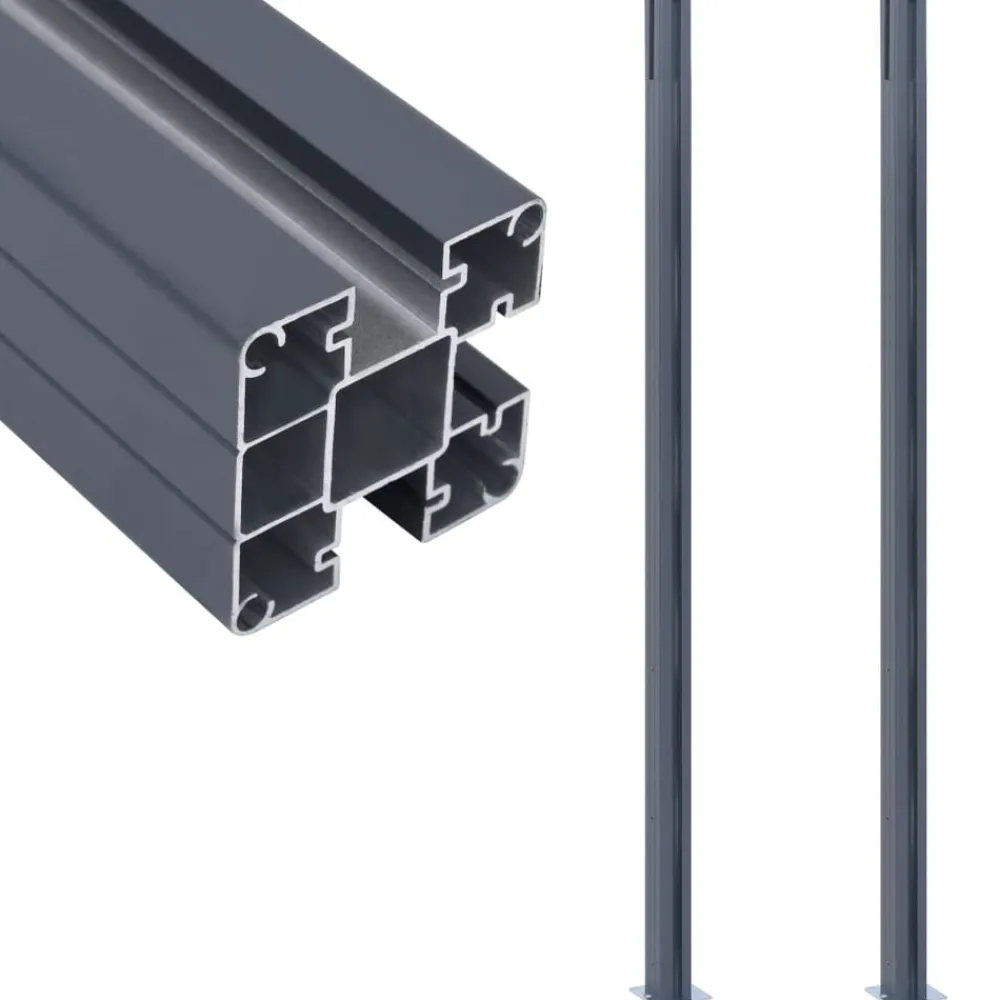 Clôtures & Barrières-vidaXL Poteaux de clôture 2 pcs 185 cm Aluminium Gris foncé