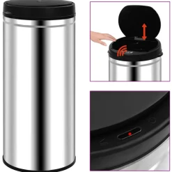 Produits Ménagers-vidaXL Poubelle à capteur automatique 80 L Acier inoxydable Argent