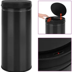 vidaXL Poubelle à capteur automatique 80 L Acier au carbone