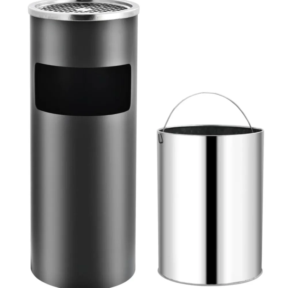 Produits Ménagers-vidaXL Poubelle à cendrier d'hôtel 30 L Acier Gris
