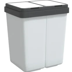 Produits Ménagers-vidaXL Poubelle double 2x25 L Blanc
