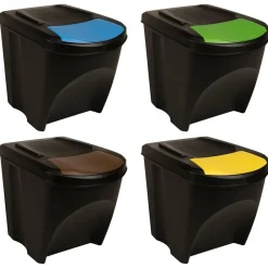 Produits Ménagers-vidaXL Poubelles empilables 4 pcs 100 L Anthracite
