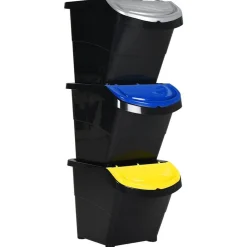 vidaXL Poubelles empilables avec couvercles 3 pcs PP 78 L