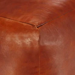 Poufs-vidaXL Pouf 40 x 40 x 40 cm Brun roux Cuir véritable de chèvre Marron p&acirc;le