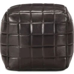 vidaXL Pouf 40 x 40 x 40 cm Noir Cuir véritable de chèvre
