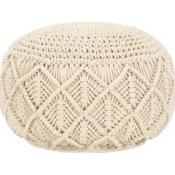 vidaXL Pouf fait à la main en macramé 45 x 30 cm Coton