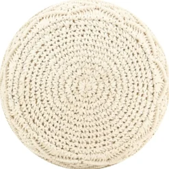 Poufs-vidaXL Pouf fait à la main en macramé 45x30 cm Coton Blanc