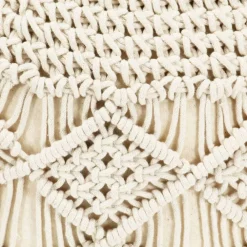 Poufs-vidaXL Pouf fait à la main en macramé 45 x 30 cm Coton Blanc
