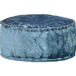 Poufs-vidaXL Pouf Rond Velours 40x20 cm Bleu