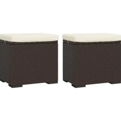 vidaXL Poufs avec coussins lot de 2 40x30x40 cm résine tressée