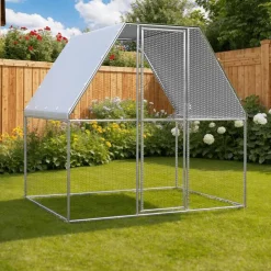 vidaXL Poulailler argenté et gris 2x2x2 m acier galvanisé