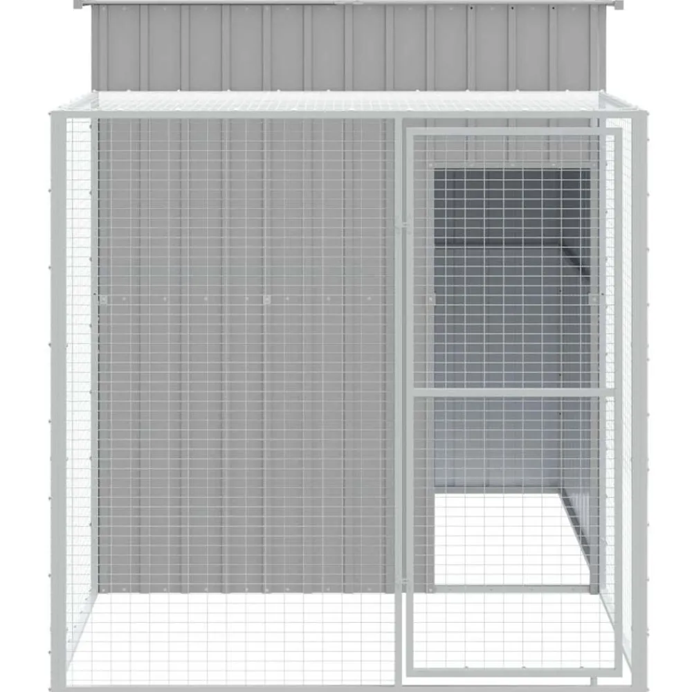 Articles Pour Animaux De Compagnie-vidaXL Poulailler avec cour 165x251x181 cm acier galvanisé Gris clair