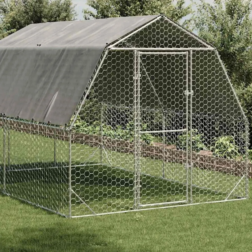 vidaXL Poulailler avec toit 2,5x4x2,25 m acier galvanisé