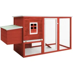 Articles Pour Animaux De Compagnie-vidaXL Poulailler d'extérieur avec 1 nichoir Bois Rouge