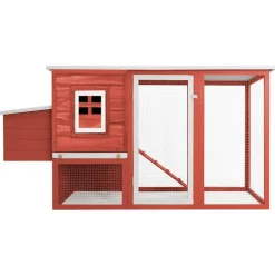 Articles Pour Animaux De Compagnie-vidaXL Poulailler d'extérieur avec 1 nichoir Bois Rouge