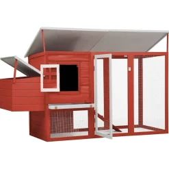 Articles Pour Animaux De Compagnie-vidaXL Poulailler d'extérieur avec 1 nichoir Bois Rouge