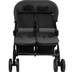Transport De Bébés-vidaXL Poussette à deux places Acier Gris foncé