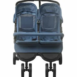 Transport De Bébés-vidaXL Poussette à deux places Acier Bleu marine