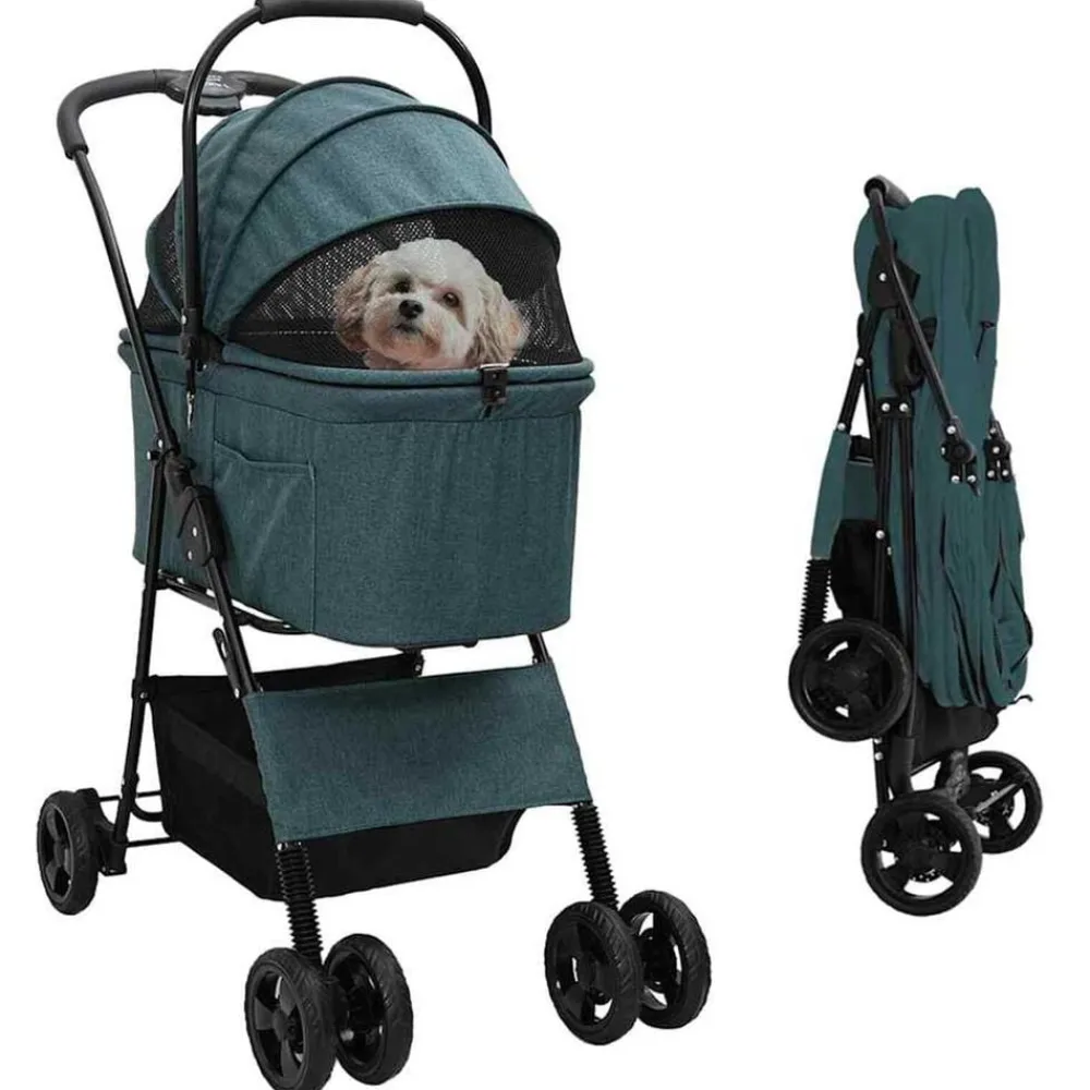 Articles Pour Animaux De Compagnie-vidaXL Poussette Pliante pour Animaux 81 x 47 x 99 cm Polyester Vert